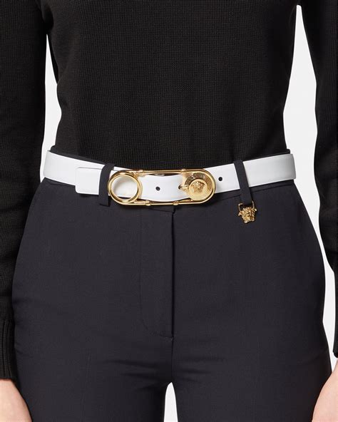 Versace Safety Pin Leather Belt for Women 